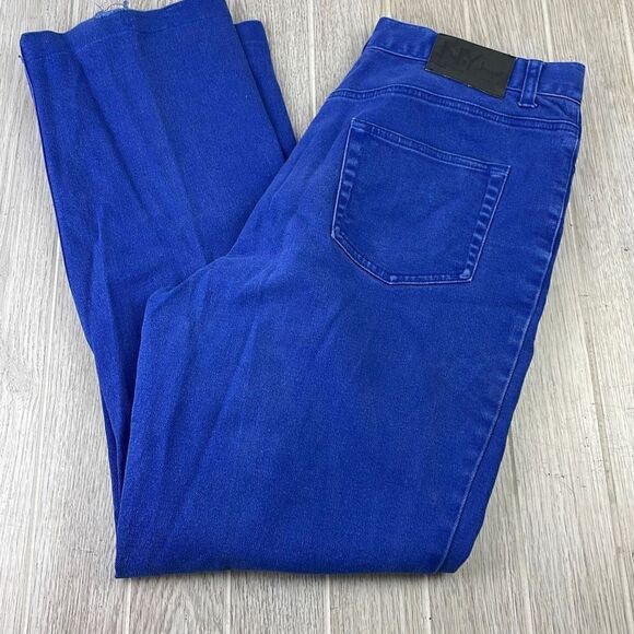 New York Jeans Women's High Waisted Straight Leg Jeans Royal Blue Size 12 - Picture 1 of 11